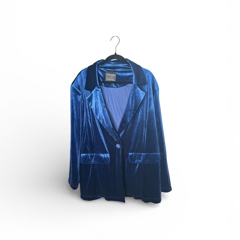 BloomChic Blue Velvet One Button Blazer Plus 22/24